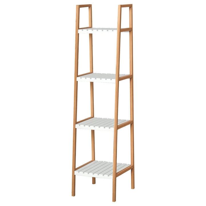 Prateleira para Banheiro com 5 níveis de Estrutura em Bambu Pinho 35x36x138.5cm Branco