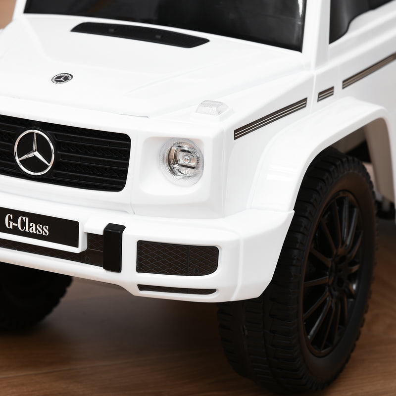 Carro Andador para Bebés de 12 a 36 Meses Carro Andador com Licença Mercedes G350 com Compartimento de Arrumação e Volante Carga 25 kg 62,5x28,5x45 cm Branco