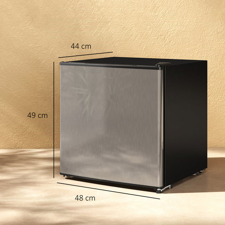 Mini Frigorífico Silencioso 46L Classe F Frigorífico Pequeno com Temperatura Ajustável e Porta Reversível para Sala de Estar Dormitório Escritório 48x44x49 cm Prata