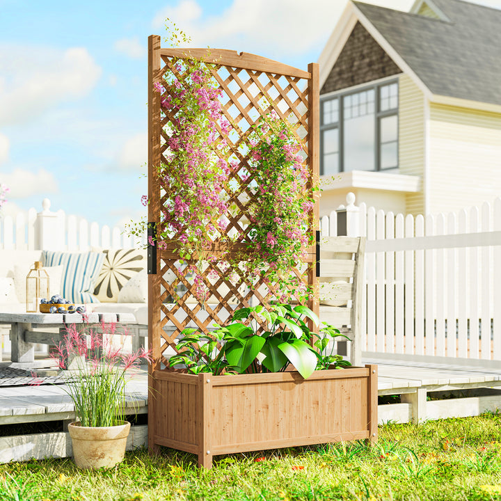 Floreira de Jardim com Treliça Caixa de Plantio com Suporte para Plantas Trepadeiras para Cultivo de Plantas Flores para Pátio Terraço Varanda 90x45x180cm Madeira