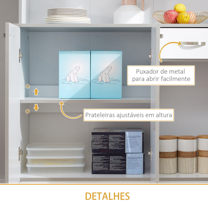 Armário de Cozinha com Prateleira Ajustável para Microondas 101x39x180 Branco
