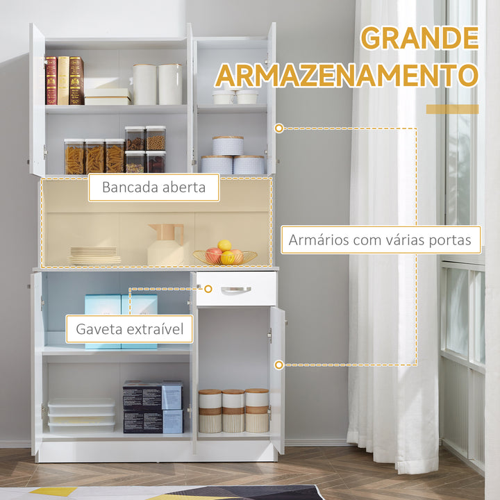Armário de Cozinha com Prateleira Ajustável para Microondas 101x39x180 Branco