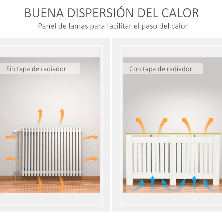 Cobertura Radiador 152x19x83cm Cobertura Radiador de MDF e Melamina com Dispositivo Anti-Rolamento Desenho Moderno para Sala de Estar Dormitório Branco