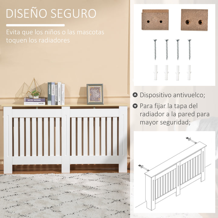 Cobertura Radiador 152x19x83cm Cobertura Radiador de MDF e Melamina com Dispositivo Anti-Rolamento Desenho Moderno para Sala de Estar Dormitório Branco