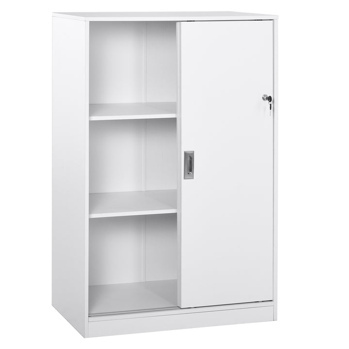 Armário de escritório com 2 portas deslizantes e 3 prateleiras 80x40x120 cm Branco
