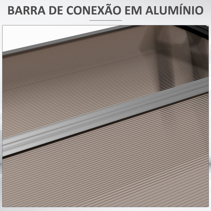 Marquise de Proteção 300x100cm Marquise Exterior para Portas e Janelas contra o Sol e Chuva com Suporte de PP Policarbonato Marrom