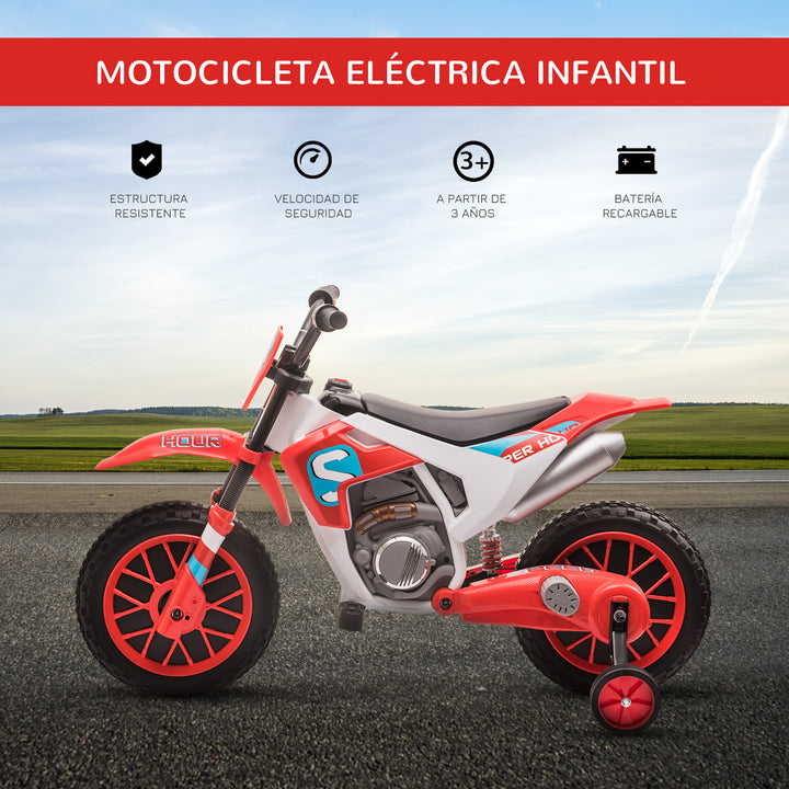 Mota Elétrica para Crianças acima de 3 Anos 12V Mota de Brinquedo Infantil com 2 Rodas de Equilíbrio Velocidade Máx. 8km/h Arranque Suave 106,5x51,5x68cm Vermelho