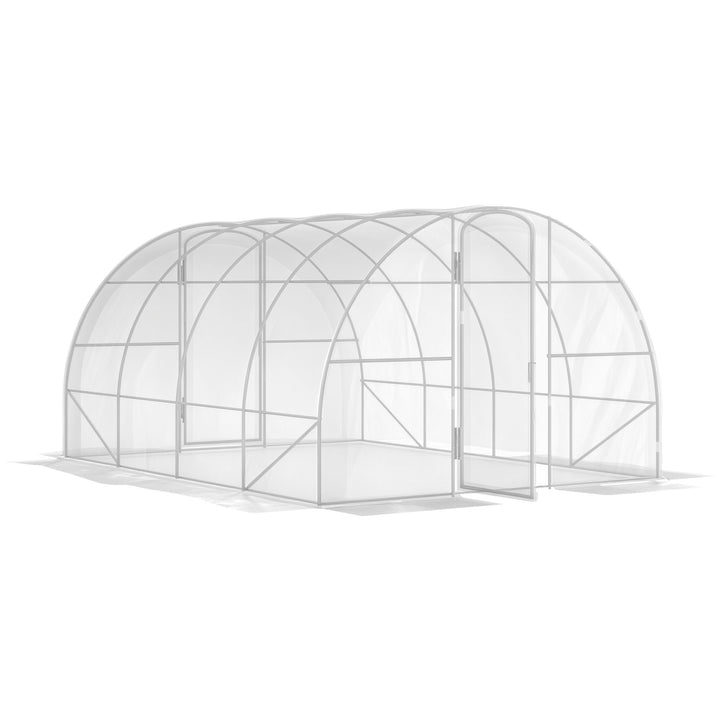 Estufa de Túnel 395x295x195 cm Estufa de Jardim com 2 Portas Estufa para Horticultura com Teto Arredondado para Cultivo de Plantas e Flores Transparente