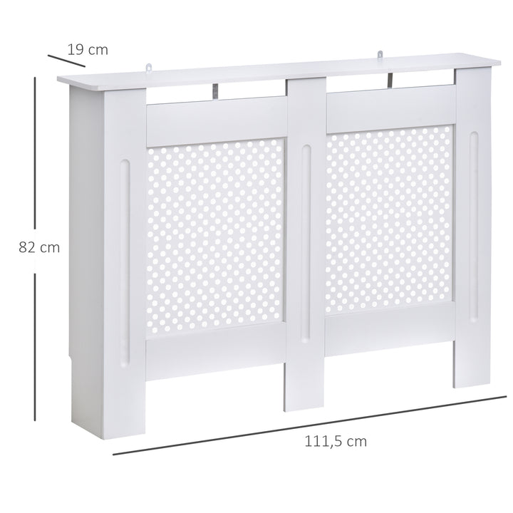Cobertura de Radiador de Madeira com prateleira e painel decorativo elegante e moderno 111,5x19x82 cm Branco