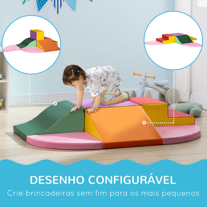 Conjunto de 6 Blocos de Espuma para Crianças de 18-36 Meses Brinquedo Educativo de Construção Infantil para Escalar 150x100x24cm Multicor