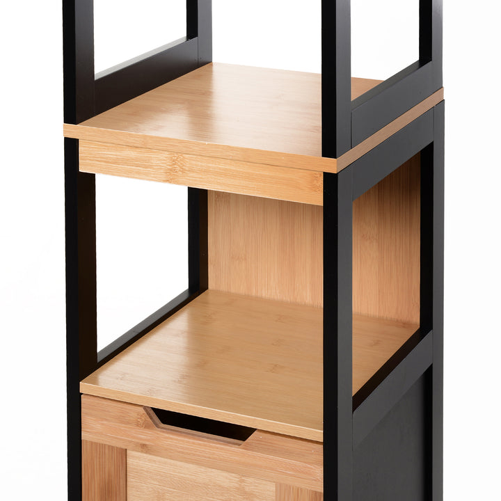 Armário de banheiro alto com prateleiras e gavetas 30x30x144,3 cm