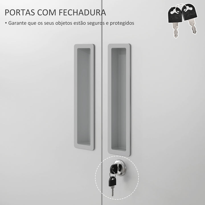 Armário para Arquivos de 5 Níveis com Chaves Prateleiras Ajustáveis Armário de Arquivos Metálico para Escritório Estudio Sala de Estar 80x40x180 cm Branco