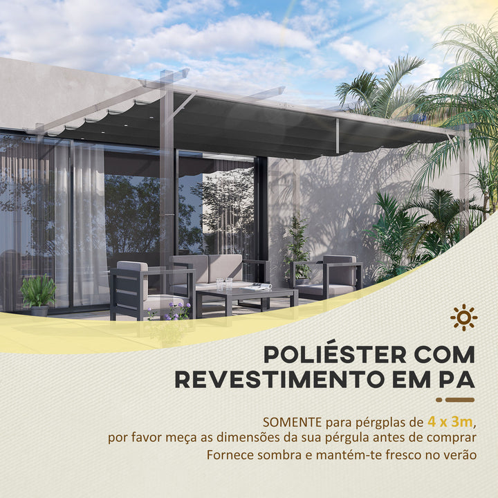Cobertura para Pérgola 3,5x2,5 m Teto de Substituição Retrátil para Pérgola com 10 Orifícios de Drenagem Cinza Escuro