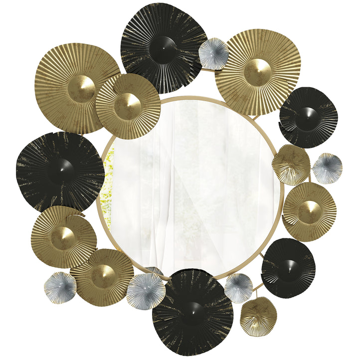 Espelho Decorativo de Parede Decoração de Parede Metálica com Espelho para Sala, Quarto Corredor 84x84 cm Dourado e Preto