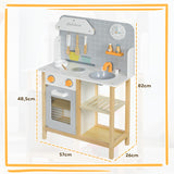 Cozinha de Brinquedo para Crianças acima de 3 Anos Cozinha Infantil de Madeira com Sons Fogão Forno Lavatório e Acessórios de Cozinha 57x26x82 cm Multicor