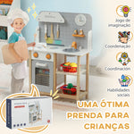 Cozinha de Brinquedo para Crianças acima de 3 Anos Cozinha Infantil de Madeira com Sons Fogão Forno Lavatório e Acessórios de Cozinha 57x26x82 cm Multicor