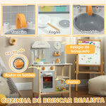 Cozinha de Brinquedo para Crianças acima de 3 Anos Cozinha Infantil de Madeira com Sons Fogão Forno Lavatório e Acessórios de Cozinha 57x26x82 cm Multicor