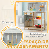 Cozinha de Brinquedo para Crianças acima de 3 Anos Cozinha Infantil de Madeira com Sons Fogão Forno Lavatório e Acessórios de Cozinha 57x26x82 cm Multicor