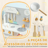 Cozinha de Brinquedo para Crianças acima de 3 Anos Cozinha Infantil de Madeira com Sons Fogão Forno Lavatório e Acessórios de Cozinha 57x26x82 cm Multicor