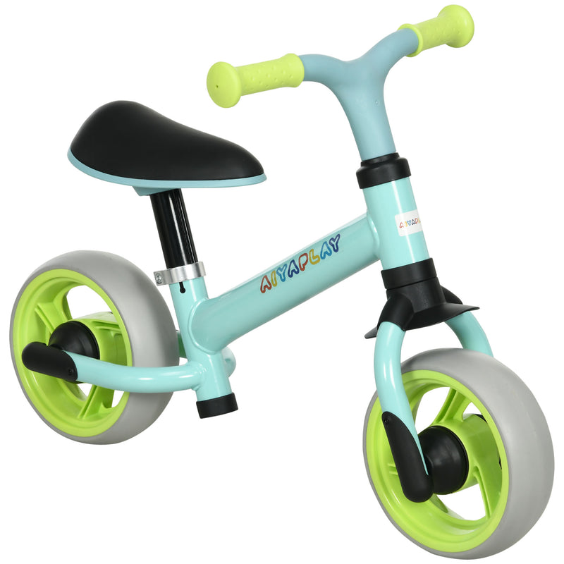 Bicicleta sem Pedais para Crianças de 18-48 Meses Bicicleta de Equilíbrio com Assento Ajustável em Altura Carga 25 kg 66,5x34x47 cm Verde