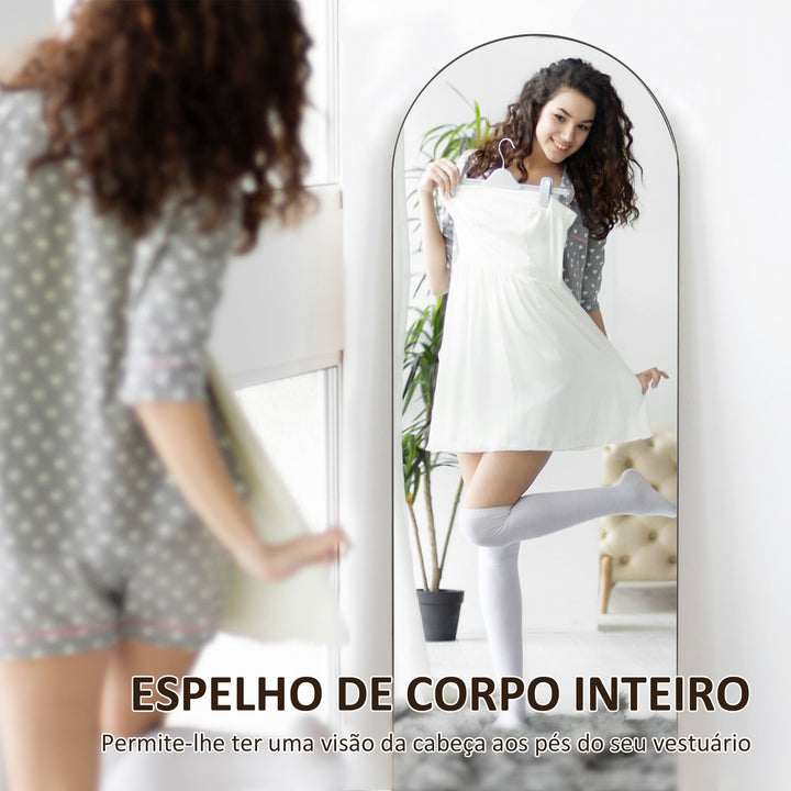 Espelho de Pé 150 x 50 cm Corpo Inteiro Independente, Encostado ou de Parede, Sem Moldura, Preto
