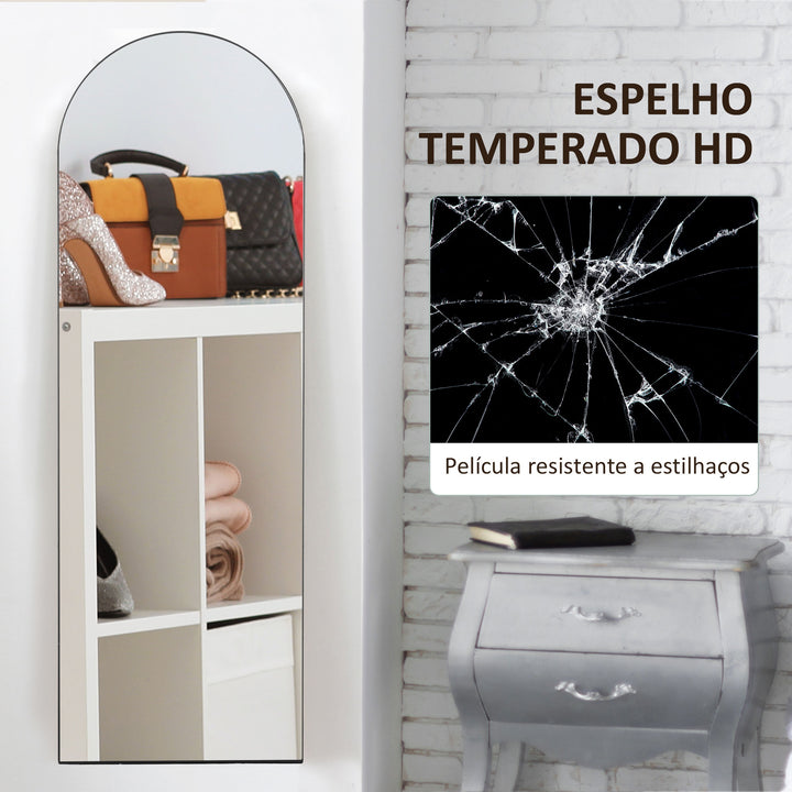 Espelho de Pé 150 x 50 cm Corpo Inteiro Independente, Encostado ou de Parede, Sem Moldura, Preto