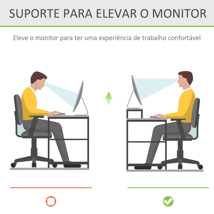 Suporte para Monitor de Bambu Secretária para Computador Portátil Organizador de Secretária 49x25,5x11,5 cm