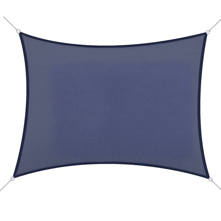 Vela de Sombra Retangular 4x6 m Toldo Vela de HDPE com Proteção UV Aneis em Forma de D e Cordas para Jardim Pátio Piscina Azul