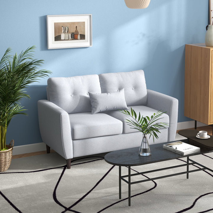 Sofá de 2 lugares Poltrona de dois lugares para sala de estar com almofadas e assento acolchoado fronha lavável 140x78x83 cm cinza claro