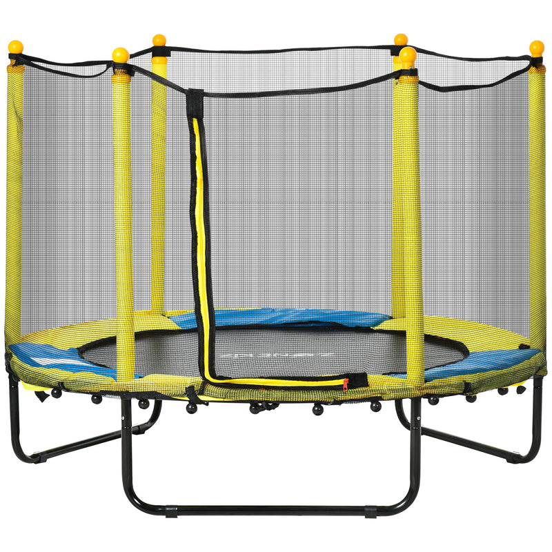 Trampolim Infantil Ø140 cm Trampolim para Crianças de 1-10 Anos com Rede de Segurança e 3 Pés de Aço em Forma de U Carga Máxima 50 kg para Interior Ø140x113 cm Amarelo