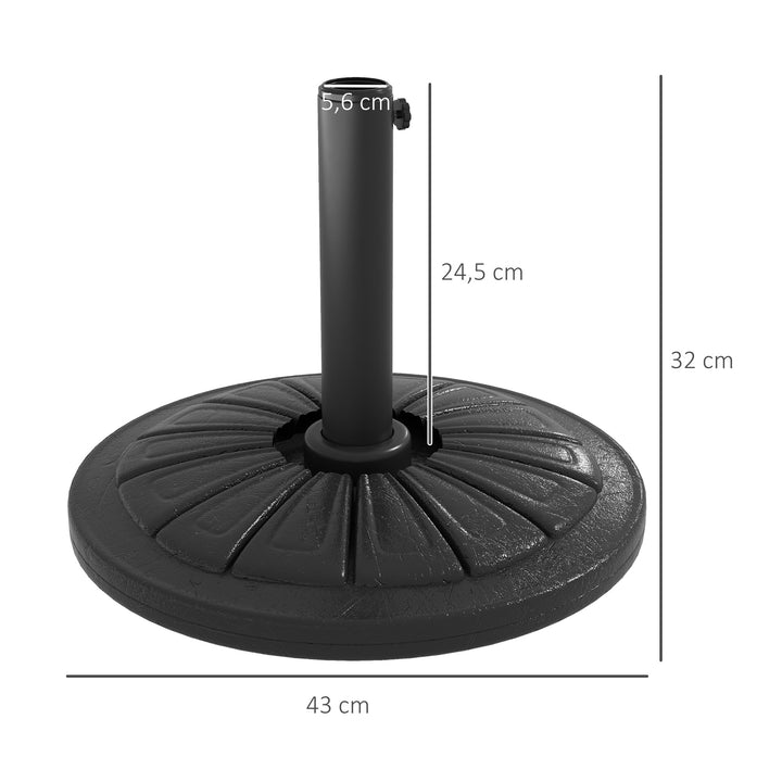 Base para Chapéu de Sol Suporte para Chapéu de Sol de HDPE Preenchível de Cimento Peso 13 kg para Mastros de Chapéus de Sol de Ø38/48 mm Ø43x32 cm Preto