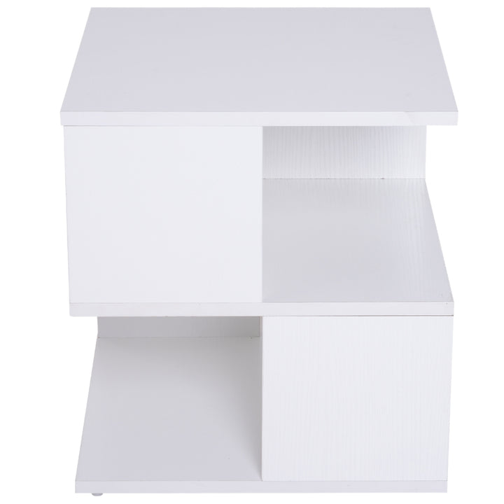 Mesa de Cabeceira Mesa de Café Auxiliar 2 Níveis 40x40x43 cm Branco