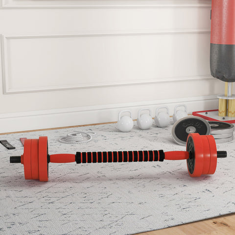 Conjunto de Halteres 20kg 4 em 1 Conjunto de Pesos com Kettlebell Barra de Pesos para Treino de Força em Casa Ginásio Escritório vermelho