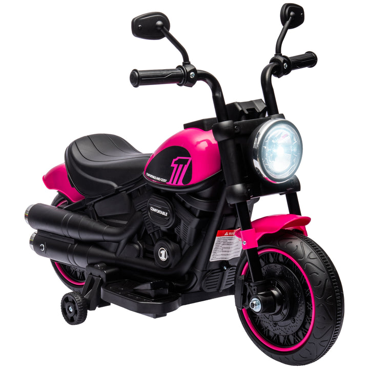 Motocicleta Elétrica para Crianças de 18-36 Meses com Bateria 6V Farol e Rodas Auxiliares Removíveis 25 kg 76x42x57 cm Rosa