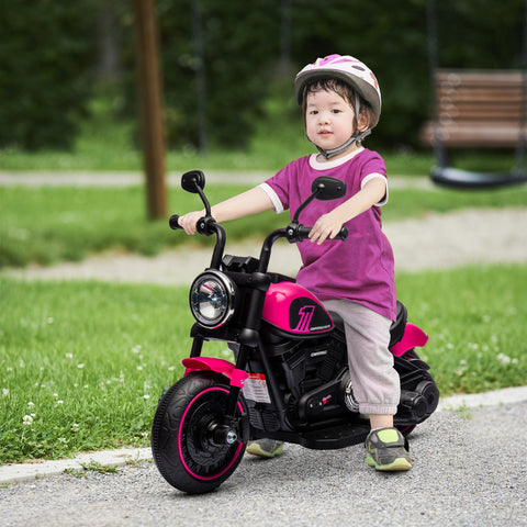 Motocicleta Elétrica para Crianças de 18-36 Meses com Bateria 6V Farol e Rodas Auxiliares Removíveis 25 kg 76x42x57 cm Rosa