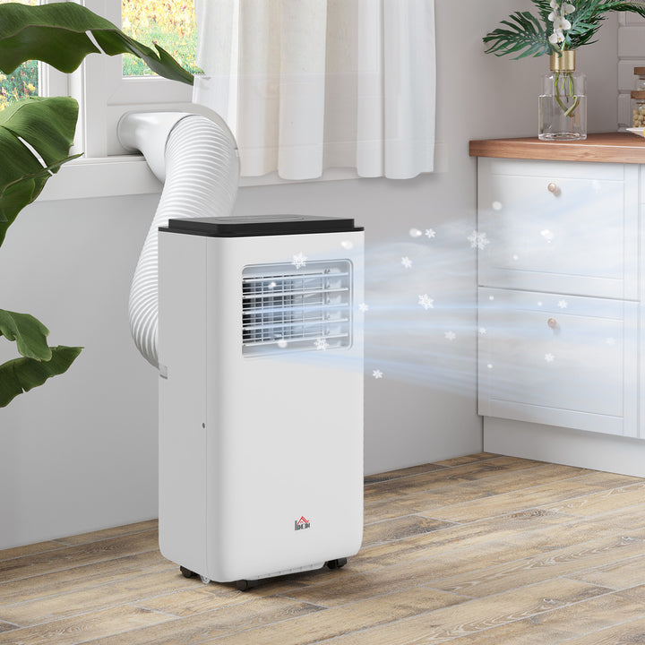 Ar Condicionado Portátil 10000 BTU 2900W Arrefecedor Ventilador Desumidificador 5 em 1 com Controlo Remoto Ligado/Desligado Temporizador 24h para Quarto 22m² 33x28x70,4 cm Branco