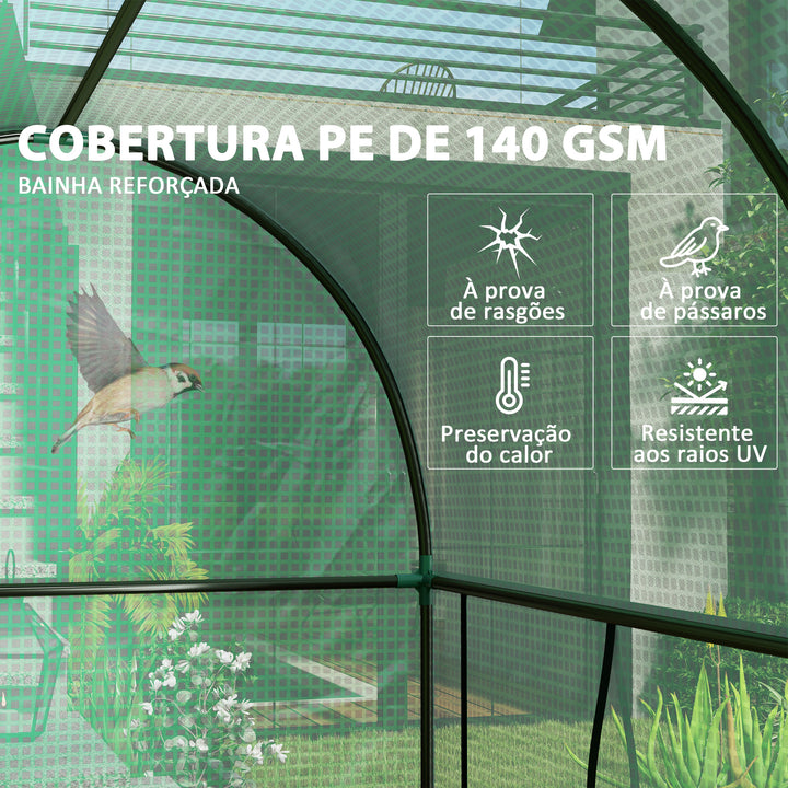 Estufa Pequena Estufa de Exterior com Porta Dupla com Fecho de Correr e Cobertura de PE para Cultivar Plantas Flores 200x100x178 cm Verde