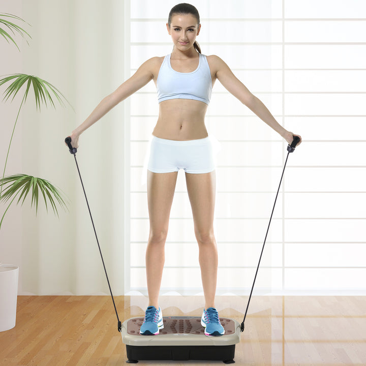 Plataforma de Vibração com 2 Bandas Elásticas para Treinamento de Fitness 200 W com Controle Remoto e Carga 120 kg