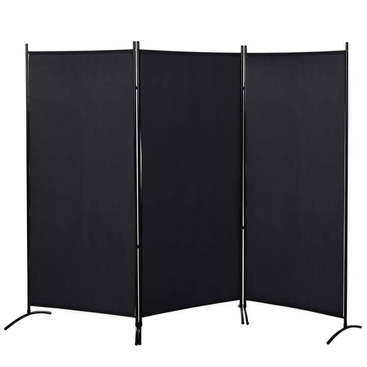 Biombo de 3 Paineis Separador de Ambientes Dobrável 253x50x182 cm Divisor de Ambientes Biombo de Privacidade com 6 Pés de Metal para Escritório Dormitório Preto