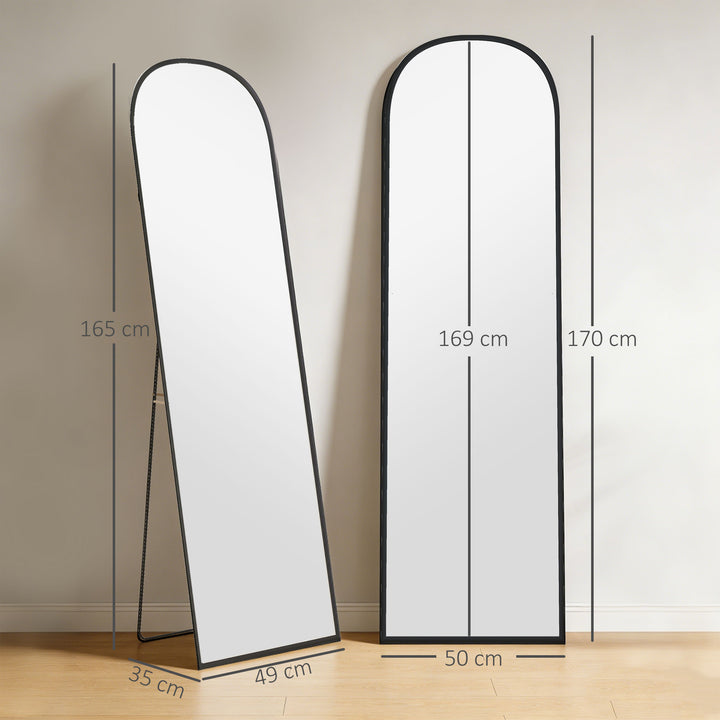 Espelho de Pé Espelho de Corpo Inteiro 50x170 cm Espelho de Parede com Estrutura de Liga de Alumínio e Suporte para Sala Quarto Banheiro Dourado