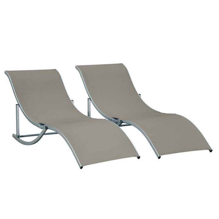 Conjunto de 2 Espreguiçadeiras de Jardim em Forma de S com Estrutura de Aluminio e Textilene para Piscina Pátio Varanda 165x61x63 cm Cinza