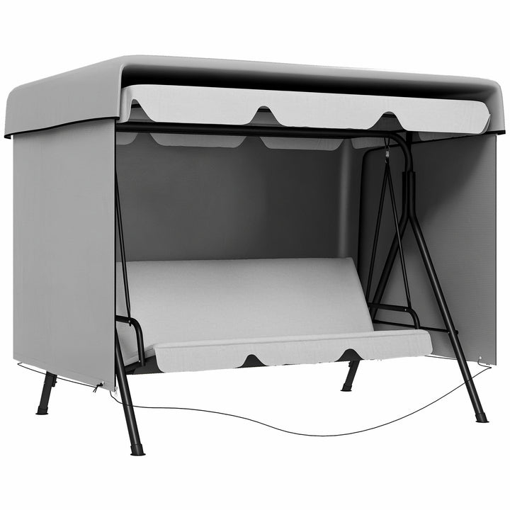 Capa Protetora para Baloiço de Jardim de 3 Lugares 215x155x150 cm Impermeável com Fecho de Correr Cobertura para Móveis de Exterior Cinzento Claro