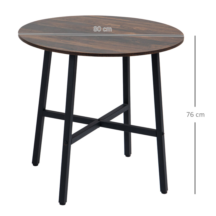 Mesa de Sala de Jantar Redonda para 4 Pessoas Mesa de Cozinha Moderna com Pés de Aço Ø80x76 cm Marrom e Preto