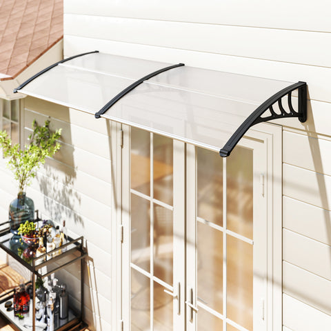 Marquise para Portas e Janelas 195x80cm Marquise com Proteção para Sol e Chuva com Painéis de Policarbonato Transparente