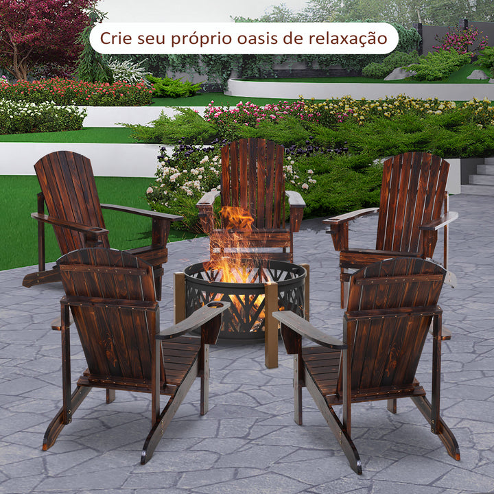 Cadeira Adirondack de Madeira Cadeira de Jardim com Apoio para os Braços Encosto Alto para Terraço Balcão Exterior 72,5x97x96cm Marrom
