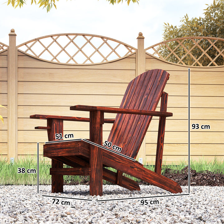 Cadeira Adirondack de Madeira Cadeira de Jardim com Apoio para os Braços Encosto Alto para Terraço Balcão Exterior 72,5x97x96cm Marrom