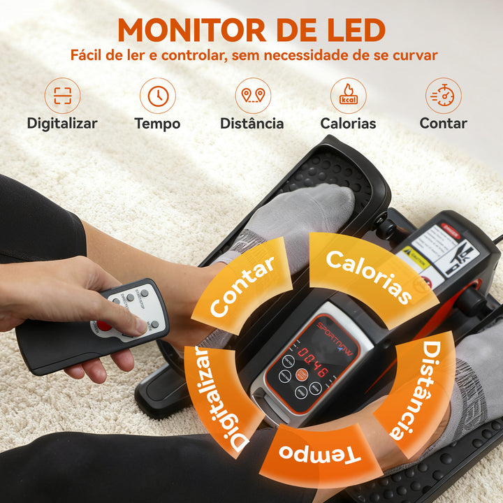 Mini Elíptica Elétrica para Pessoas Idosas com 12 Velocidades Modo Manual e Automático Controlo Remoto Silencioso Portátil com Ecrã LED e Pedais Antiderrapantes 40,7x36x21,5 cm Preto