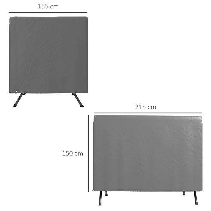 Capa Protetora para Baloiço de Jardim de 3 Lugares 215x155x150 cm Impermeável com Fecho de Correr Cobertura para Móveis de Exterior Cinza Escuro