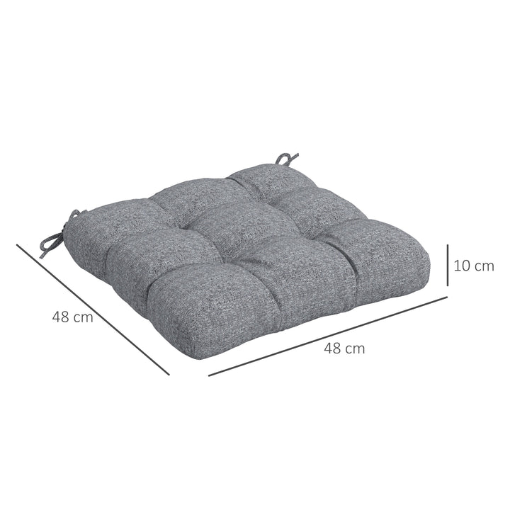 Conjunto de Almofadas para Cadeiras de Sala 48x48x7 cm Conjunto de 4 Peças Almofadas para Cadeiras de Jardim Impermeáveis e Anti-UV com 2 Fitas de Fixação Cinzento