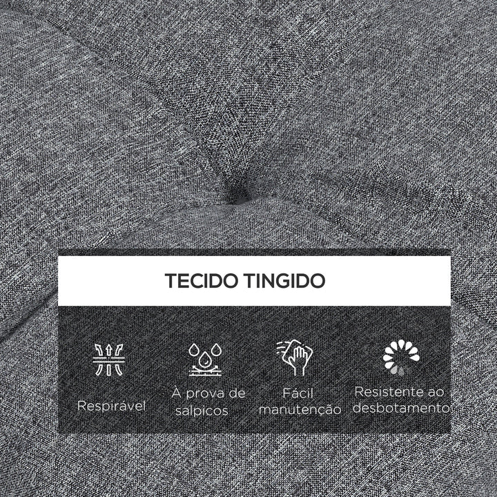 Conjunto de Almofadas para Cadeiras de Sala 48x48x7 cm Conjunto de 4 Peças Almofadas para Cadeiras de Jardim Impermeáveis e Anti-UV com 2 Fitas de Fixação Cinzento